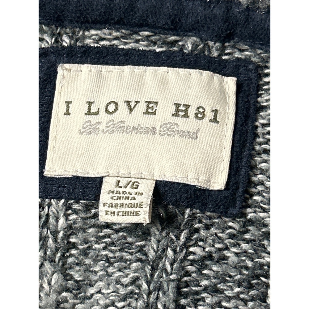 I LOVE H81 Women's Gray Knit Shawl Collar Cardigan Sweater‎ Size Large - Picture 2 of 8